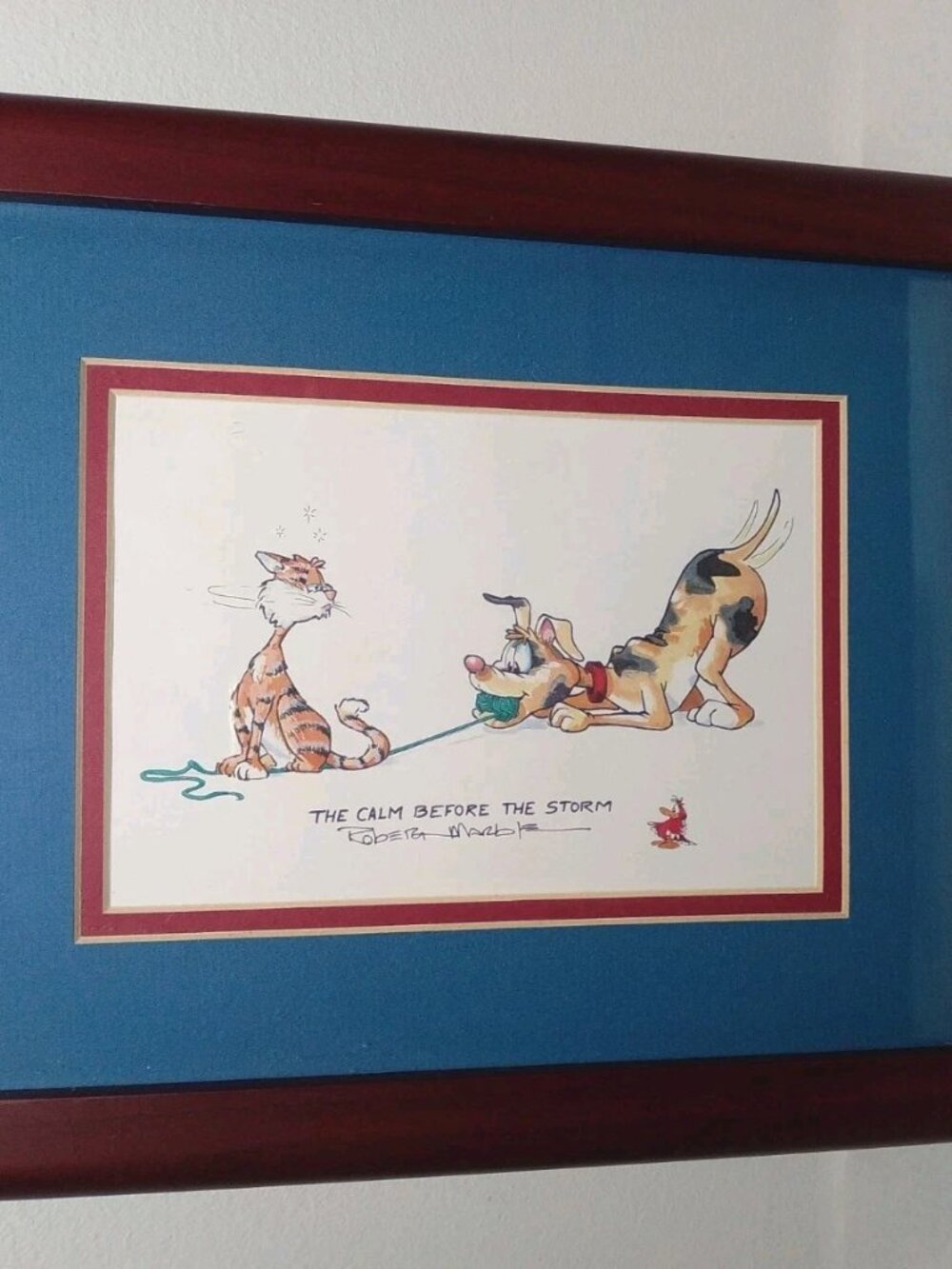 Robert Marble Signed Lithograph "The Calm Before The Storm" 5x7 Print 10x12 Fram